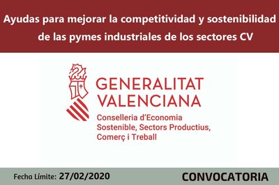 Ayudas a la competitividad y la sostenibilidad de la pymes industriales de los sectores CV