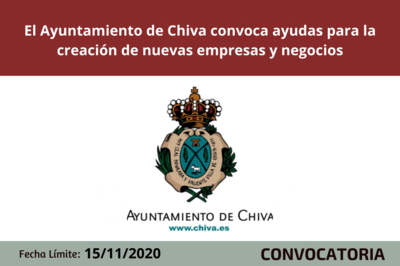 El Ayuntamiento de Chiva abre una lnea de ayudas a la creacin de nuevas empresas y negocios
