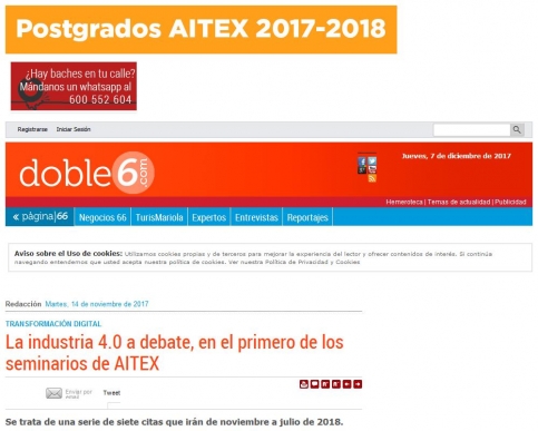 La industria 4.0 a debate, en el primero de los seminarios de AITEX