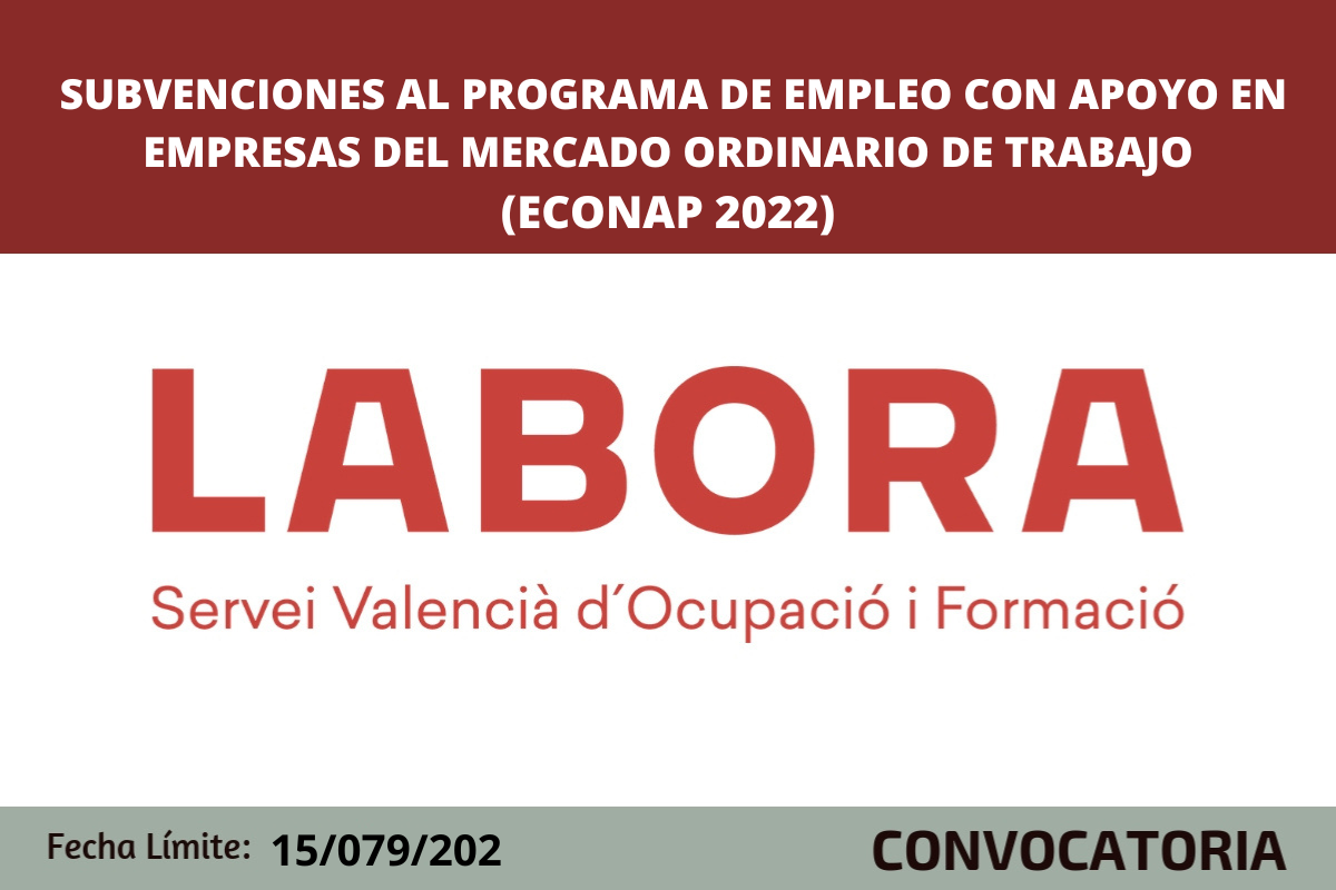 Subvenciones destinadas al programa de empleo con apoyo en empresas del mercado ordinario de trabajo (ECONAP 2022)