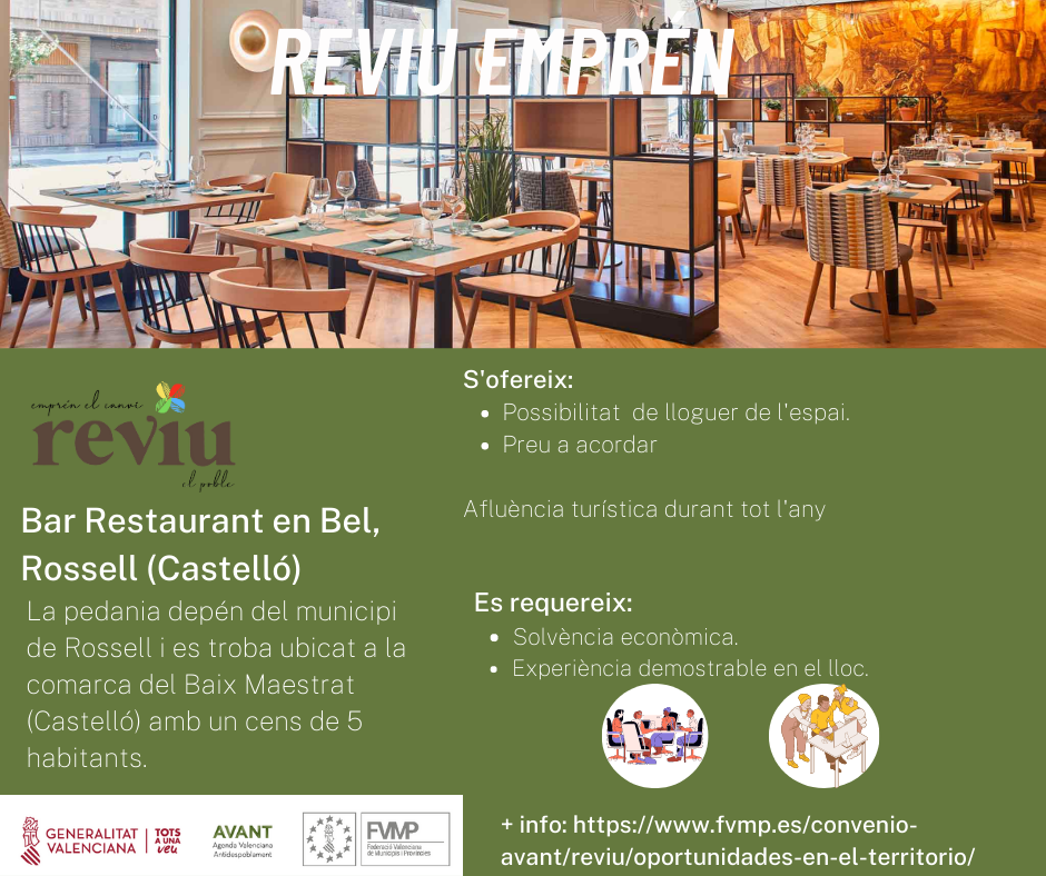 OPORTUNIDAD REVIU EN EL BAJO MAESTRAZGO (CASTELLN): BAR RESTAURANTE BEL