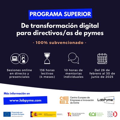 Ya est en marcha la X Edicin del Curso de Competencias Digitales para Directivos de PYMES de LabPyme y EOI, en Elche