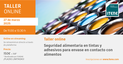 Taller online  Seguridad alimentaria en tintas y adhesivos para envase en contacto con alimentos