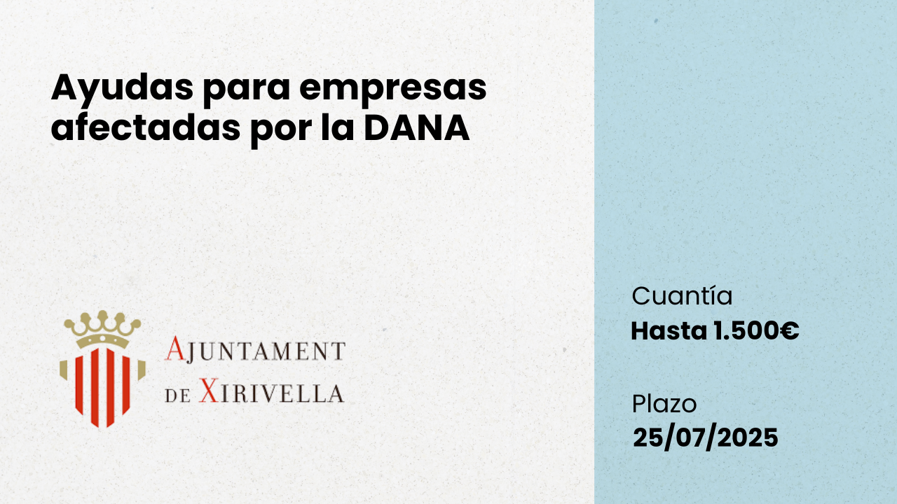 Ayudas a comercios, servicios, hosteler�a y empresas afectadas por la DANA - Xirivella