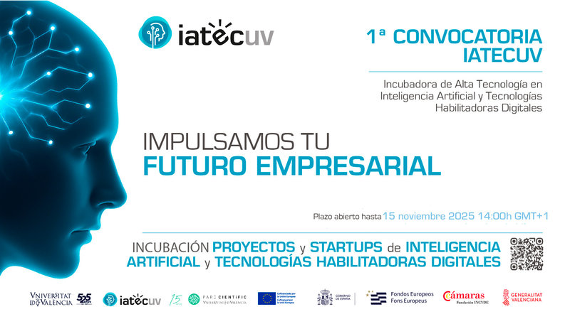 1ª convocatoria IAtecUV para impulsar startups innovadoras en el sector digital.