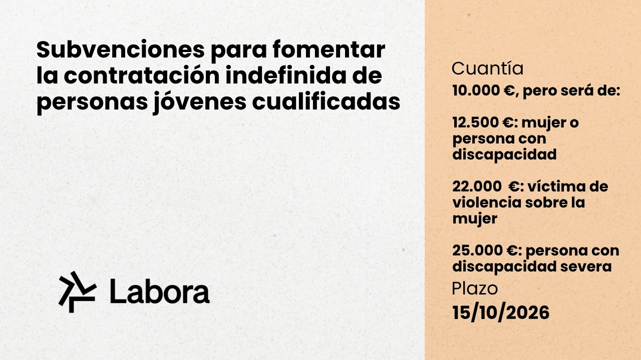 Subvenciones para fomentar la contrataci&oacute;n indefinida de personas j&oacute;venes cualificadas