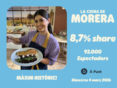 R�cord per a �La Cuina de Morera�: 93.000 espectadors de mitjana a � Punt