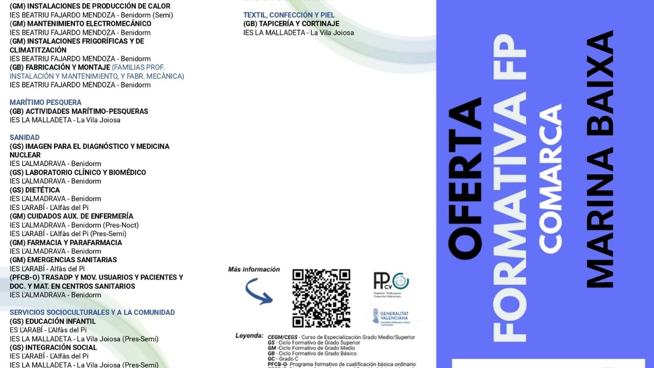 Formaci�n, innovaci�n y empleo: as� es la nueva oferta educativa de la Marina Baixa