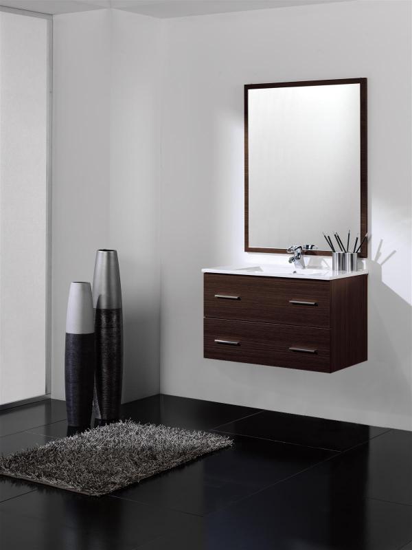 Mueble de ba�o wengue - 2 cajones - Suspendido. Incluye Lavabo