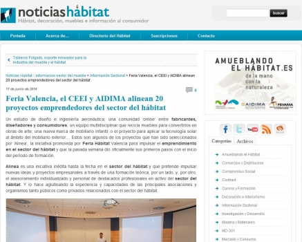 Feria Valencia, CEEI y AIDIMA alinean 20 proyectos emprendedores del sector del h�bitat 